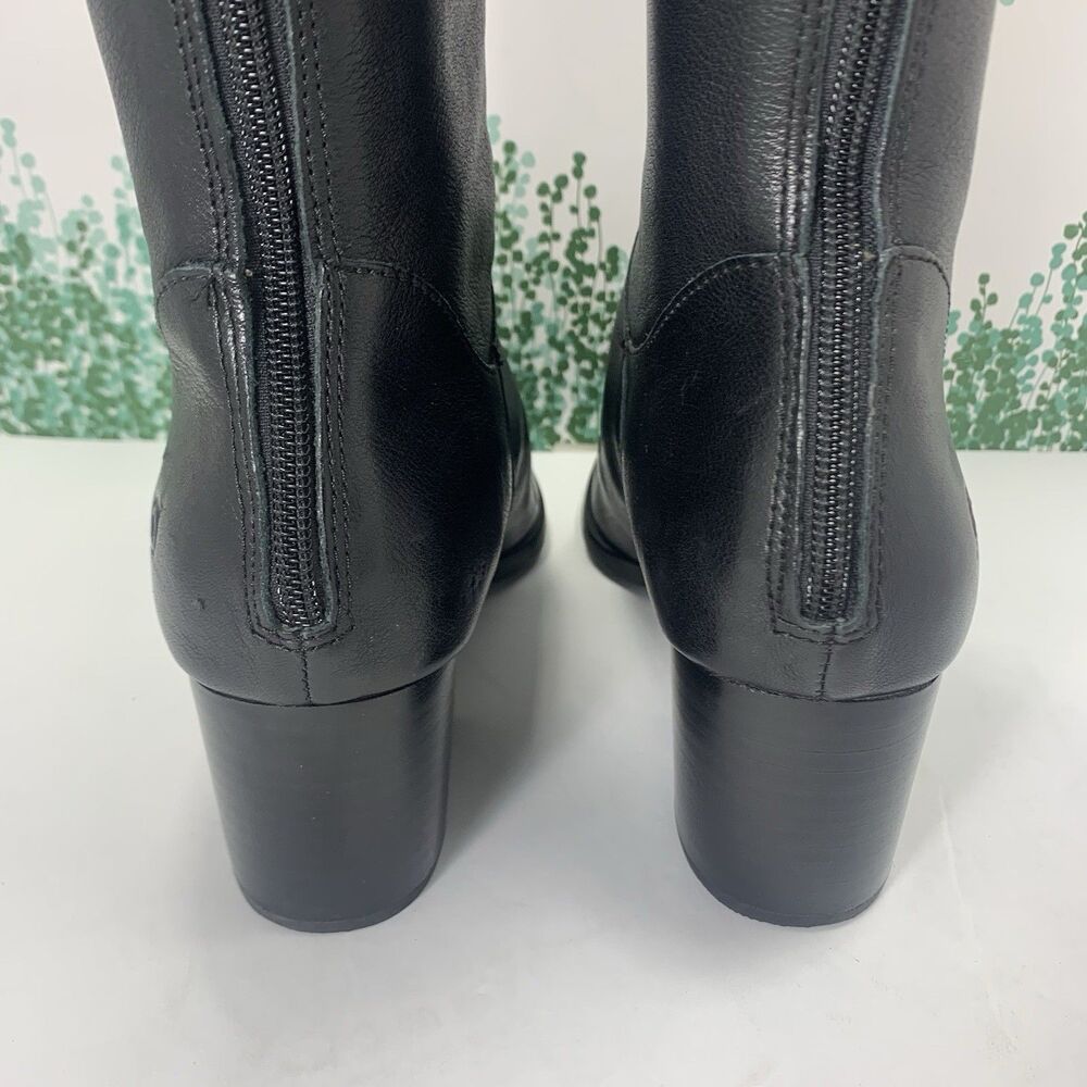 BORN Black Leather Tall Stacked Heel Boots 9.5 Womens - Picture 10 of 16